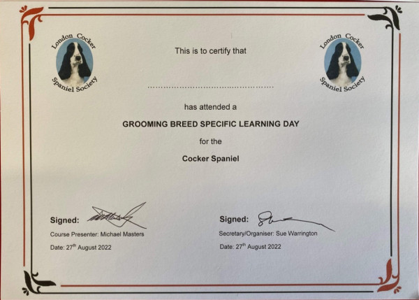 Grooming Day Attendance Certificate